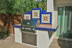 Mexican Talavera Ceramic Decorative Tile: Blue Ville