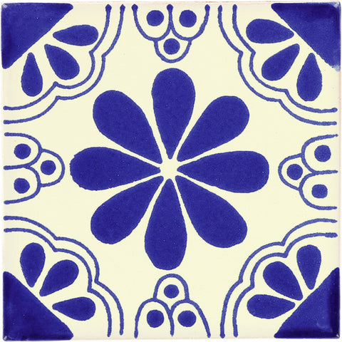 Mexican Talavera Ceramic Decorative Tile: Blue Isabel