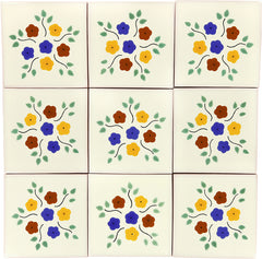 Mexican Talavera Ceramic Decorative Tile: Bouquet