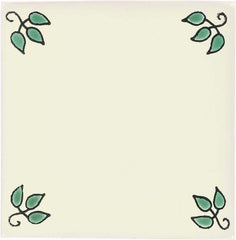 Mexican Talavera Ceramic Decorative Tile: Green Leaves