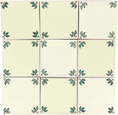 Mexican Talavera Ceramic Decorative Tile: Green Leaves