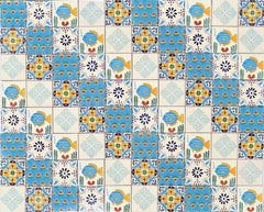 Talavera Ceramic Decorative Tile: Turquoise & Blue Lace