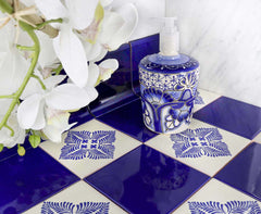 Mexican Talavera Ceramic Solid Tile: Cobalt Blue