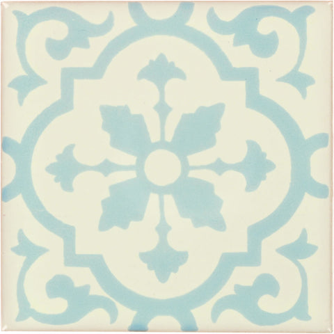 Mexican Talavera Ceramic Decorative Tile: Amria Pearl Aqua