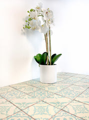 Mexican Talavera Ceramic Decorative Tile: Amria Pearl Aqua