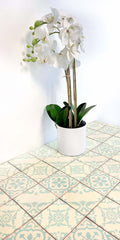 Mexican Talavera Ceramic Decorative Tile: Amria Pearl Aqua