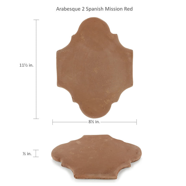 8.5 x 11.25 Unsealed Arabesque 2 - Spanish Mission Red Floor Tile ...